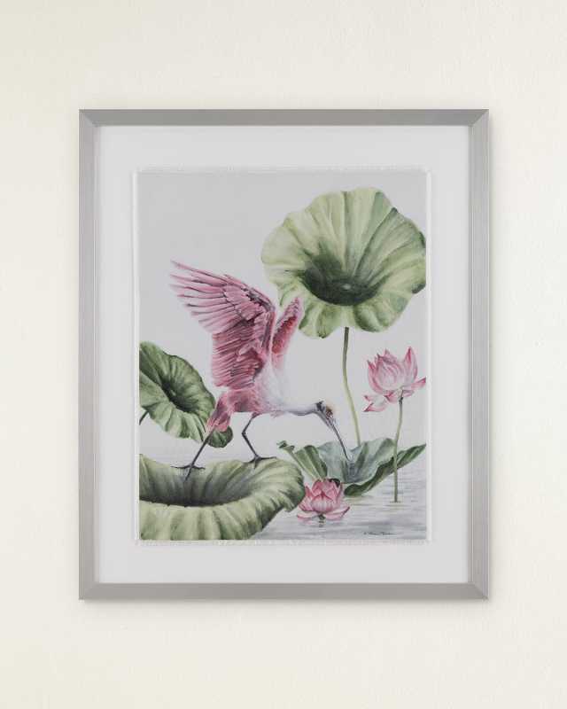 "Lotus" Framed Giclee on Fabric by Annie Moran